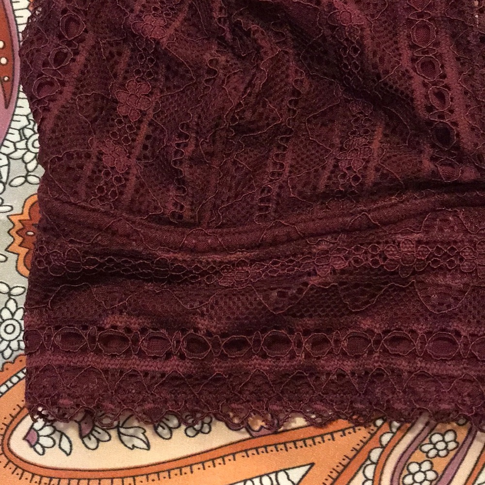 Maroon/Burgundy Lace Halter Bralette - Picture 4 of 7